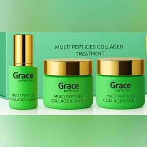 Grace Perfect Skin Multi Peptides Collagen Set. Serum, Mask + Cream. New